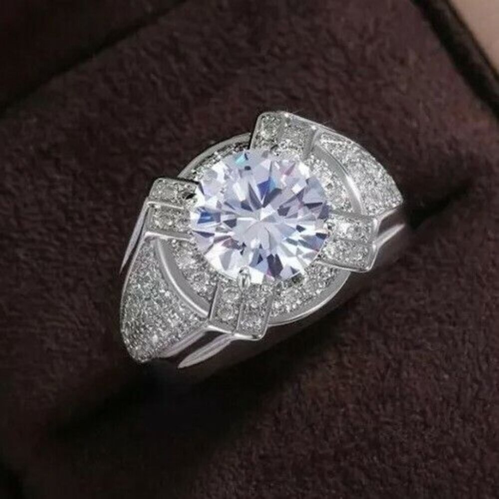 Dainty Fever Glitter Zircon Chunky Wedding Luxury Ring for Man, MARR9223